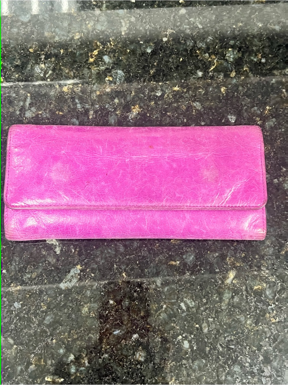 Hobo Trifold Leather Clutch Wallet - Violet/Pink